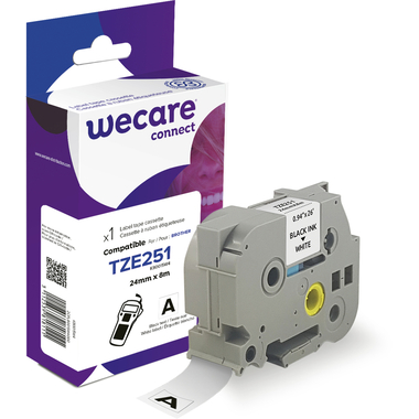 WECARE Natro, plastific. nero/bianco Tze-251WE sostit. Ptouch Tze-251 24mm
