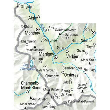 KÜMMERLY+FREY Wanderkarte 1:60'000 325902222 Gr. St. Bernhard/Diablerets