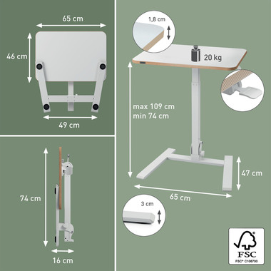 LEITZ Bureau assis-debout ergo 6588-00-01 Blanc, réglable en hauteur