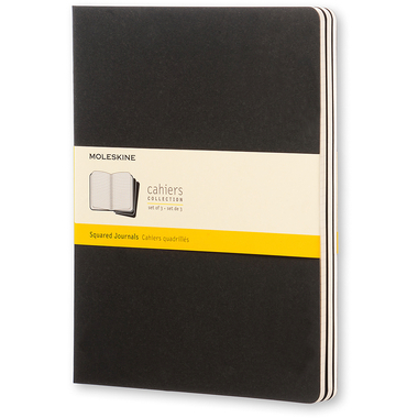 MOLESKINE Cahier XL 25x19cm 705021 quadrillé, noir 3 pcs.