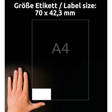 AVERY ZWECKFORM Etiquettes 70x42,3mm 3652-200 blanc 4620 pcs./200+20 flls.