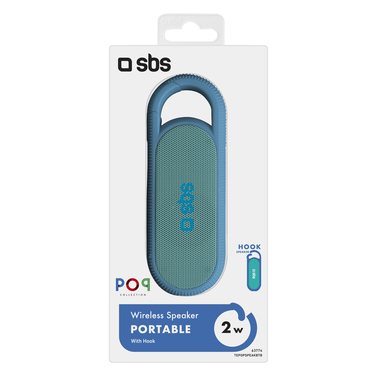 Enceinte sans fil compacte de 2W, batterie de 300 mAh et attache pour ceinture, couleur bleue