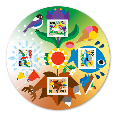 Timbres CHF 1.20 «Saisons», Feuille spéciale de 4 timbres Feuille «Saisons», autocollant, non oblitéré