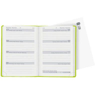 BIELLA Agenda Memento 2025 825715310025 1S/2P vertclair ML 10.1x14.2cm