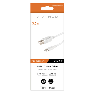 Cavo USB-C/USB-B, M-M, bianco | Vivanco