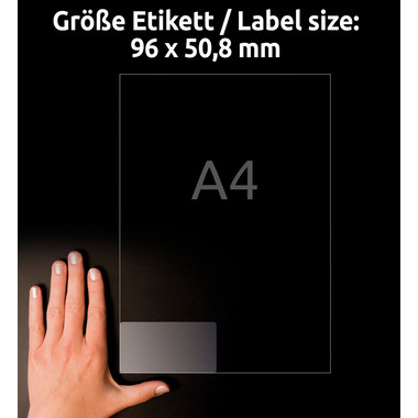 AVERY ZWECKFORM Etiketten 96x50,8mm L7783-25 glasklar 250 Stück