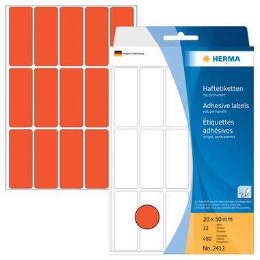 HERMA Etiquettes 20×50mm 2412 rouge 480 pcs.