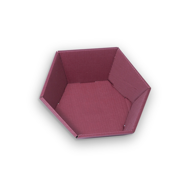Sechseckiger Geschenkkorb mit offener Welle in weinrot 290x270x60mm