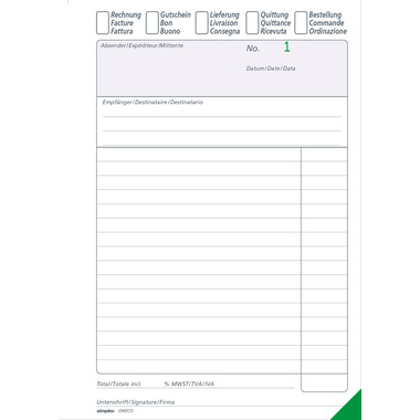 SIMPLEX Bloc combi D/F/I A5 15508 blanc 50x3 feuilles