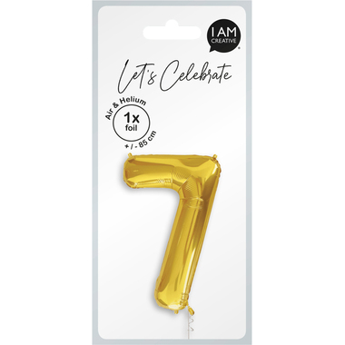 I AM CREATIVE Folienballon Zahl 7 85cm 1000-1052 gold