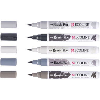 TALENS Ecoline Brush Pen Set 11509937 grey 5 pezzi
