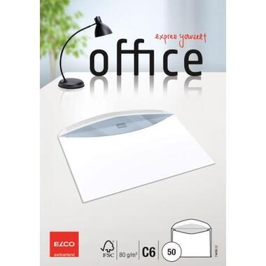 ELCO Enveloppe Office s / fenêtre C6 74456.12 80g, blanc 50 pcs.