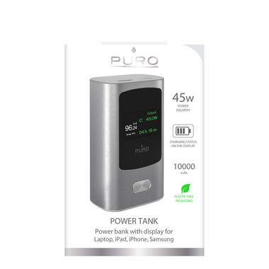 Powerbank 10000 mAh mit Display und 45W USB-C Aufladung | Puro