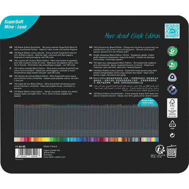 FABER-CASTELL Matite colorate Black Edition 116490 Astuccio metallico 100 pezzi