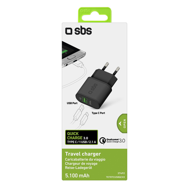 Chargeur de batterie mural ultra rapide avec Type-C, USB