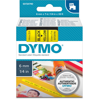 DYMO Nastro D1 S0720790 nero/giallo 6mm/7m