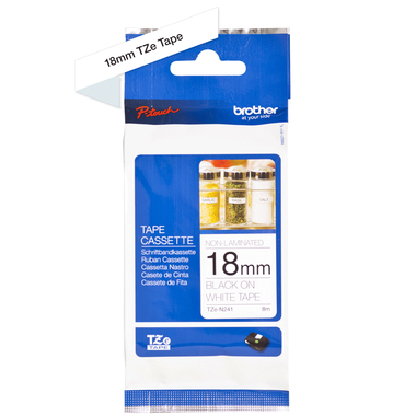 PTOUCH Nastro,non lam. nero/bianco TZe-N241 PT-300 18 mm