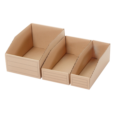 Cardboard shelf box with labeling field in brown 278x195x147mm