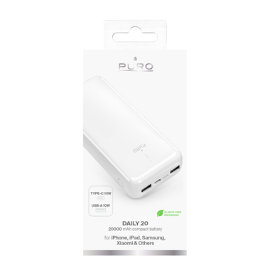 Power Bank 20000mAh USB-C + 2 USB-A Fast Charge - câble inclus