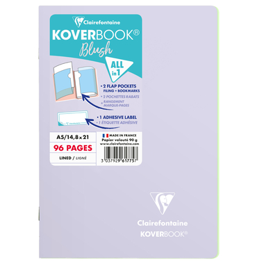 CLAIREFONTAINE Koverbook cahier sc. Blush A5 961775C 90g, ligné lila / vert claire