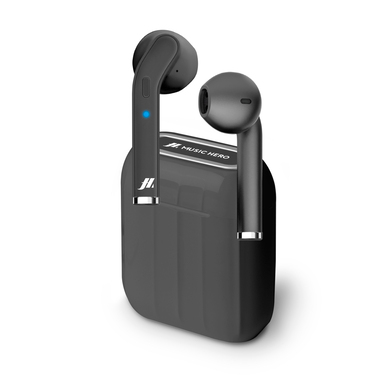 Wireless stereo earphones with 300mAh charging base, multifunction buttons for music and calls