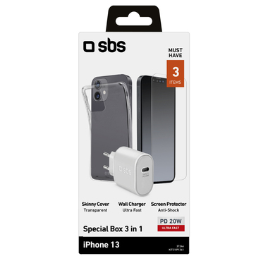 Alle Zubehörteile auf einmal, die Sie zum Schutz und zur Stromversorgung Ihres iPhone 13 benötigen.