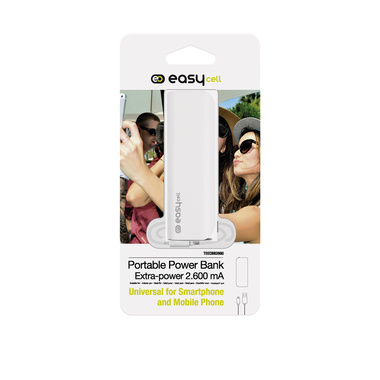 Accumulatore energia portatile 2600 mAh colore bianco, marchio Easycell