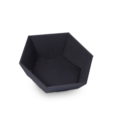 Sechseckiger Geschenkkorb in schwarz 380x340x130mm