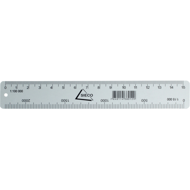 SIECO Kartenmassstab 15cm 116015 Alu