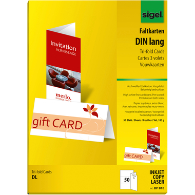 SIGEL Cartes A6/5 DP810 blanc, 185g 50 pcs.