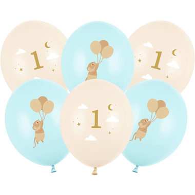 PARTYDECO Palloncini 30cm SB14P-363-00 Topolini numero, blu 6 pcs