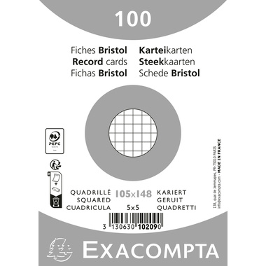 EXACOMPTA Schede a quadretti A6 10209E bianco 100 pezzi