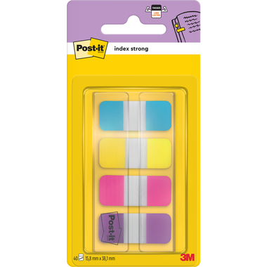 POST-IT Index Strong schmal 16x38mm 676-AYPV 4-farbig 4x10 Stück