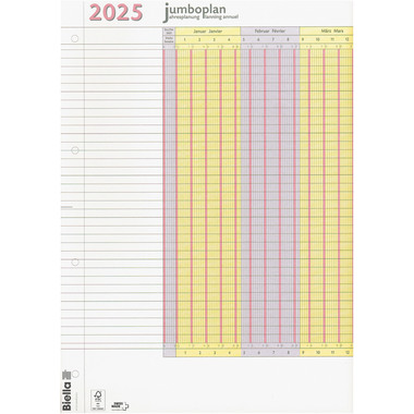 BIELLA Wandplaner Jumbo 2 Stk. 2025 876418000025U 1A/1P bianco 64.5x29.7cm