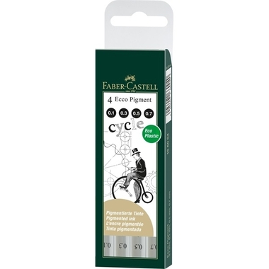FABER-CASTELL Tintenschreiber ECCO 166004 Pigment, schwarz 4 Stück