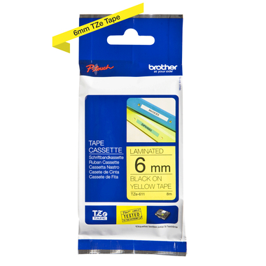 PTOUCH Nastro, plastific. nero/giallo TZe-611 PT-1280VP 6 mm