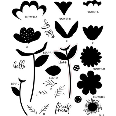 SIZZIX Stempel 666994 Whimsy Bloom 22 Stück