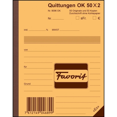 FAVORIT Ricevute D A6 9096 OK blu/bianco 50x2 fogli