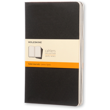 MOLESKINE Quaderno Cahier A5 495-6 rigato, nero 3 pezzi