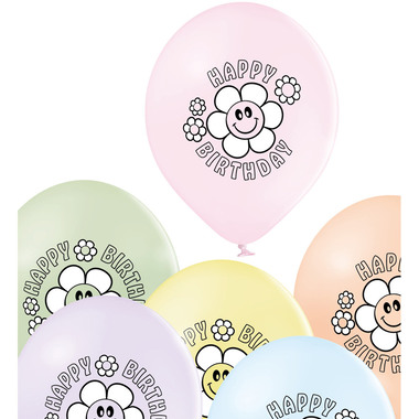 I AM CREATIVE Ballons Happy Birthday 27cm 1000-1070 pastell 6 Stück