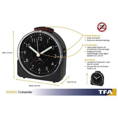 Sveglia Radio TFA Dostmann Sunrise Nero