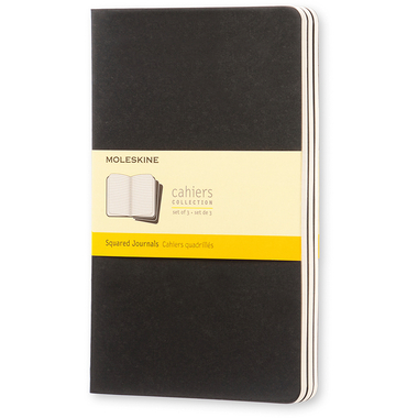 MOLESKINE Quaderno Cahier A5 496-3 quadrettato, nero 3 pezzi