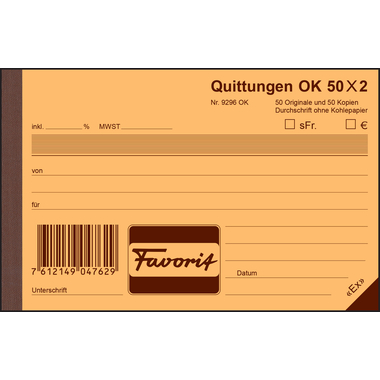 FAVORIT Ricevute D A6 9296 OK blu/bianco 50x2 fogli