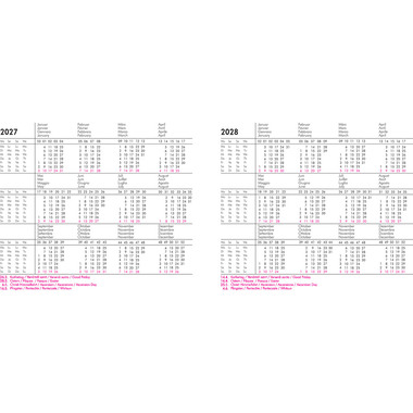 NOVOOO Planning hebdomadaire 2027 890712 1S/2P ML 12x28.4cm