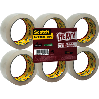 SCOTCH Verpackungsband 50mmx66m HV.5066.F6.T. Heavy, transp. 6 Rollen