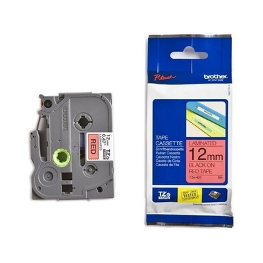 PTOUCH Nastro, plastific. nero/rosso TZe-431 PT-1280VP 12 mm