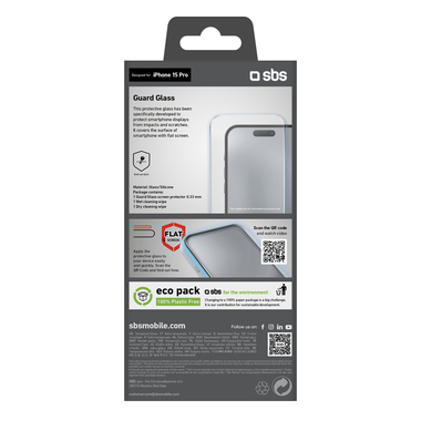 Tempered glass protective screen for iPhone 15 Pro