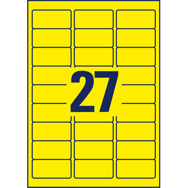 AVERY ZWECKFORM Etichette 63,5x29,6mm L6004-25 giallo, non perm. 675pz./25fl.