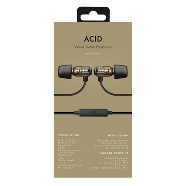 Kabel-Stereo-Headset in Metallausführung, mit Anrufannahme/beendigungs-Taste, 3,5-mm-Klinkenstecker, Ohrstöpsel-Set aus Memory-Schaum inklusive
