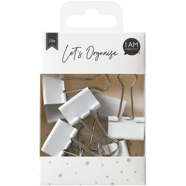 I AM CREATIVE Pinces foldback Let`s Organize MAA4035.11 blanc, 25mm 10 pièces